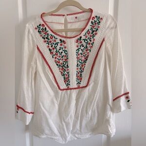 Boden Bohemian Floral Embroidered Fully Lined Blouse Size 6